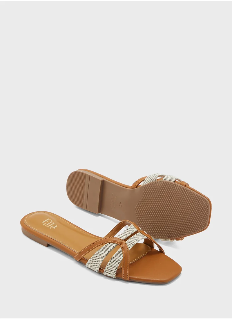ELLA Color Block Strappy Flat Sandal