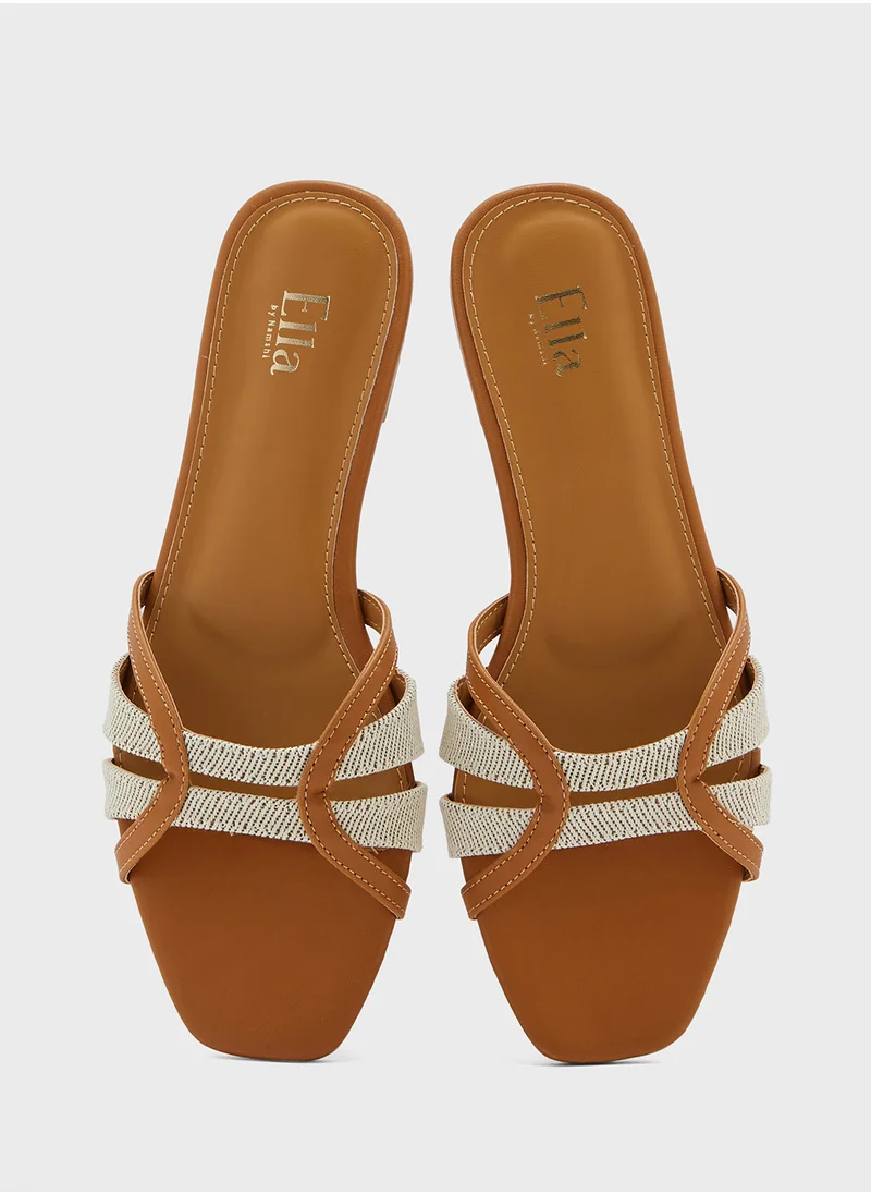 ELLA Color Block Strappy Flat Sandal