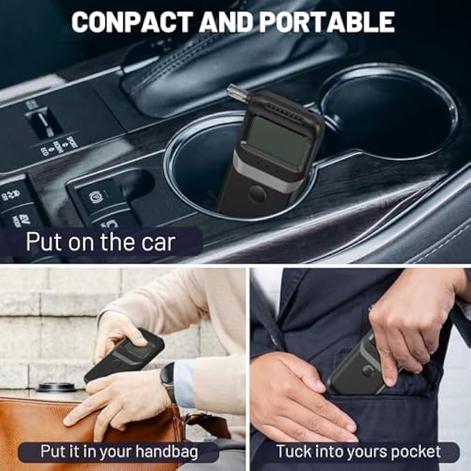 rayihni Breathalyzer,Alcohol Tester Breathalyzer with LCD Display Digital Alcohol Testing Kits,High Accuracy Alcohol Detector High Accuracy Alcohol Breath Tester -Black(10 Mouthpieces) - Image 2