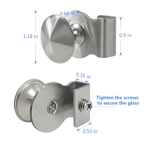 DEEKOUDT 4 Piece Stainless Steel Glass Door Clip Handle, Cabinet Drawer Glass Door Clip Handle for Glass Display Cabinet Furniture Glass Cabinet Drawer Pull Knob - Image 2