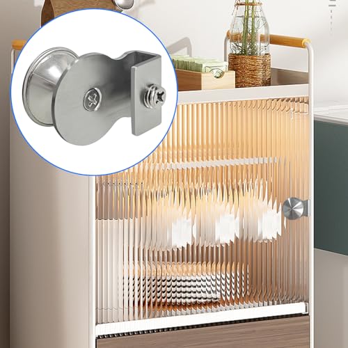 DEEKOUDT 4 Piece Stainless Steel Glass Door Clip Handle, Cabinet Drawer Glass Door Clip Handle for Glass Display Cabinet Furniture Glass Cabinet Drawer Pull Knob - Image 5