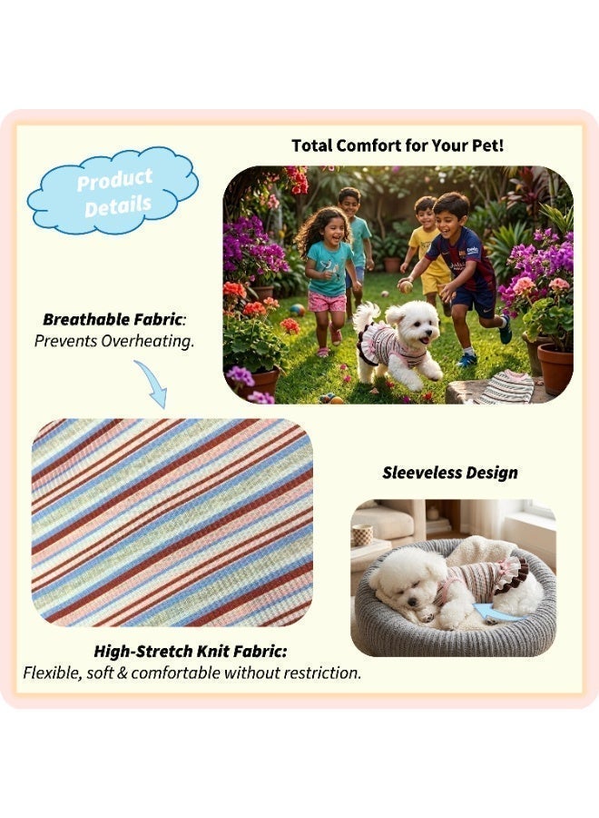 Trendy Striped Pet Dress with Ruffled Hem and Bows - High-Fashion Cat & Dog Skirt, Elegant Summer Puppy Apparel for Small Dogs, Cute Photo-Ready Pet Clothes, Size S - Image 5