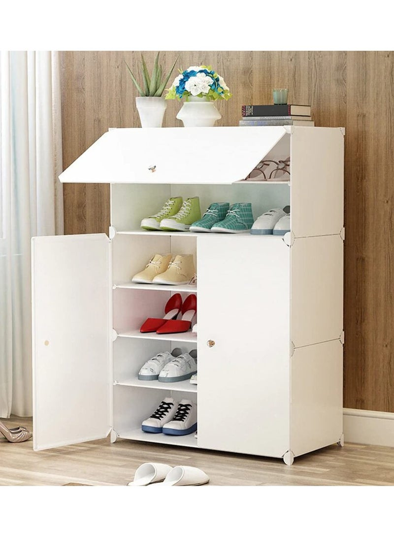 DubaiGallery Plastic Modular Shoe Cabinet Cube Shoe Storage Organizer Portable Adjustable Shoe Rack Shelf Space Saving Doors Closet Entryway - Image 2
