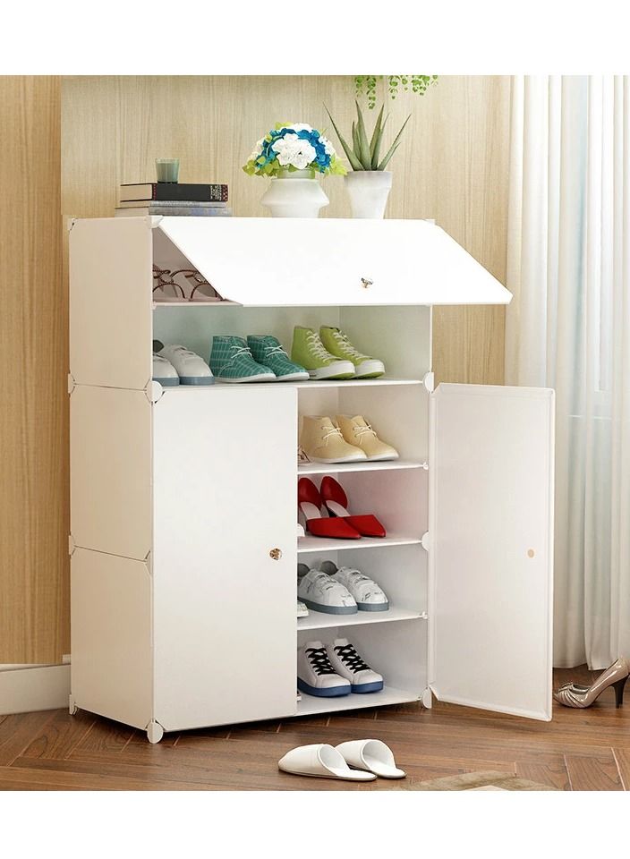 DubaiGallery Plastic Modular Shoe Cabinet Cube Shoe Storage Organizer Portable Adjustable Shoe Rack Shelf Space Saving Doors Closet Entryway - Image 1