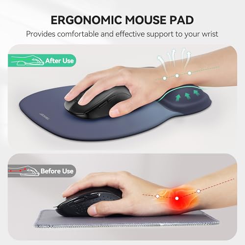 TECKNET Gel Mouse Pad with Wrist Rest Ergonomic Office Mousepad with Wrist Support NonSlip Smooth Surface Comfortable Desk Accessories Mat for Office Gaming and Study Gradient - Image 3