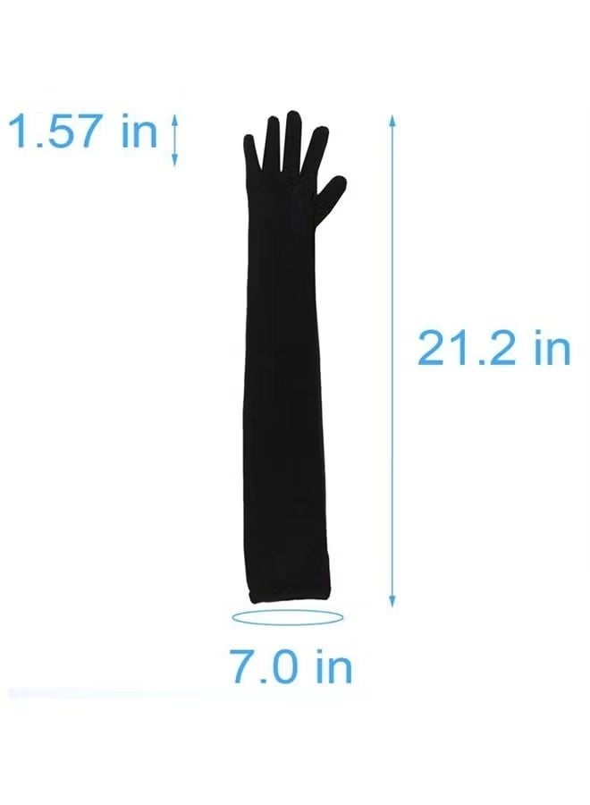 2 PCS Womens Gloves Thin Lace Black Hollow Transparent Long Gloves Soft Breathable Solid Net Yarn Elasticity - Image 4