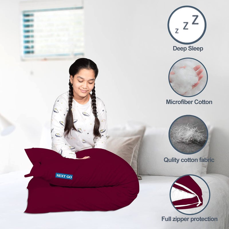 Coca Industries Cotton Large Pillow 20x54 inchMaroon - Image 3