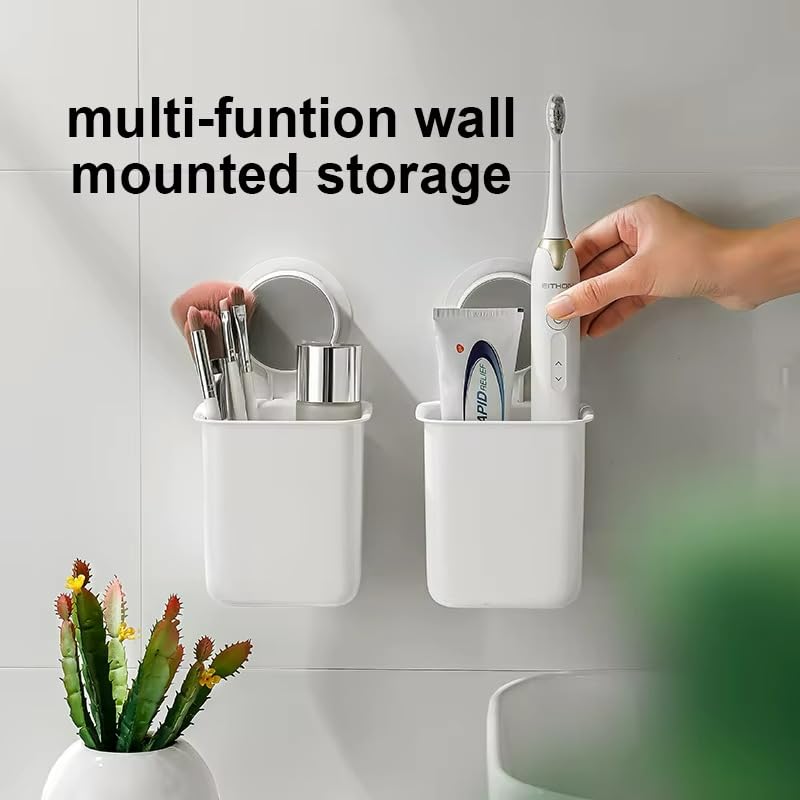 Bunvox Pack of 2 Wall Mounted Self Adhesive Toothbrush Holder for Bathroom | No Drilling, Waterproof & Durable | Multi-Slot Tooth Brush Stand Organizer | Compact, Space Saving Bathroom Accessory - Image 2