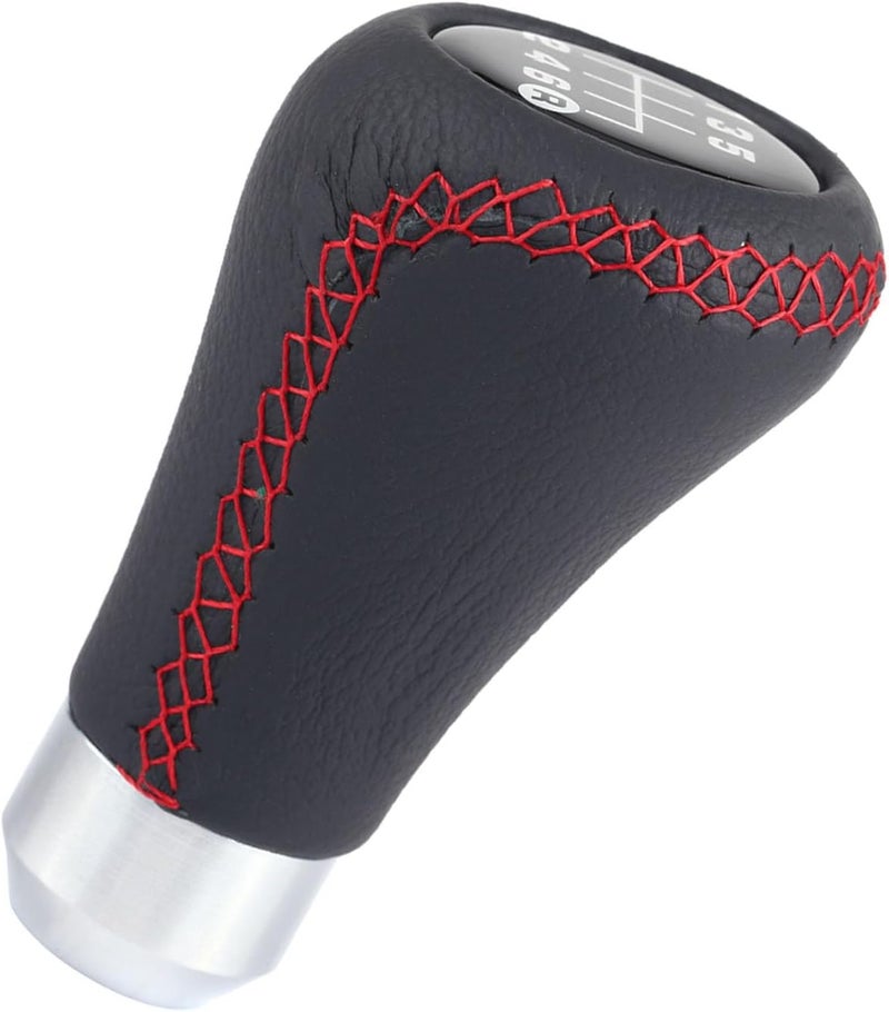 Universal Car 6 Speed Gear Shift Knob with PU Leather, 3 Hoses 8-12mm Diameter, Black - Easy Installation, Durable Metal Construction, Fits Most Vehicles (Red) - Image 4