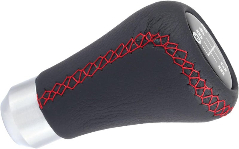 Universal Car 6 Speed Gear Shift Knob with PU Leather, 3 Hoses 8-12mm Diameter, Black - Easy Installation, Durable Metal Construction, Fits Most Vehicles (Red) - Image 5