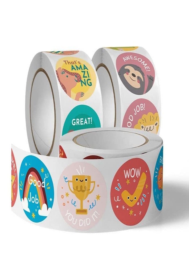 2HEET 500PCS Motivational Reward Stickers Roll 1-Inch Colorful Cartoon Design Stickers for Kids Teacher & Parent Incentives for Classroom, Homework & Behavior Encouragement - Image 1