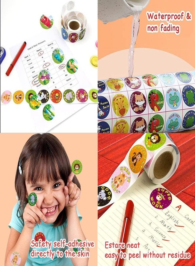 2HEET 500PCS Motivational Reward Stickers Roll 1-Inch Colorful Cartoon Design Stickers for Kids Teacher & Parent Incentives for Classroom, Homework & Behavior Encouragement - Image 4