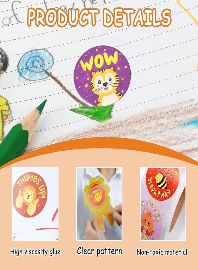 2HEET 500PCS Motivational Reward Stickers Roll 1-Inch Colorful Cartoon Design Stickers for Kids Teacher & Parent Incentives for Classroom, Homework & Behavior Encouragement - Image 5