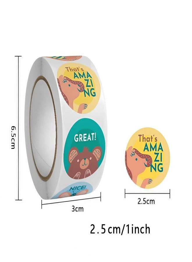 2HEET 500PCS Motivational Reward Stickers Roll 1-Inch Colorful Cartoon Design Stickers for Kids Teacher & Parent Incentives for Classroom, Homework & Behavior Encouragement - Image 2