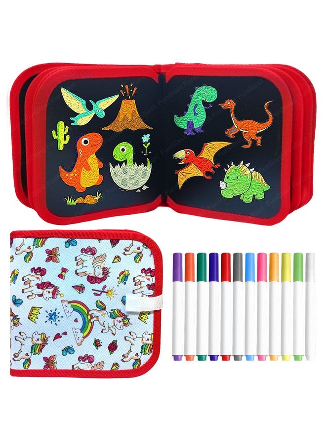 FunBlast FunBlast Canvas Erasable Doodle Slate Painting Kit For Kids, Drawing Book With Wet Wipes & Colors For Kids, Colouring Doodle Slate For Kids, Erasable Doodle Book (Unicorn, Multicolor) - Image 1