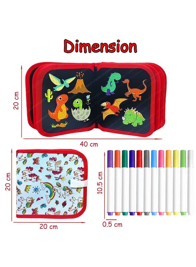 FunBlast FunBlast Canvas Erasable Doodle Slate Painting Kit For Kids, Drawing Book With Wet Wipes & Colors For Kids, Colouring Doodle Slate For Kids, Erasable Doodle Book (Unicorn, Multicolor) - Image 2