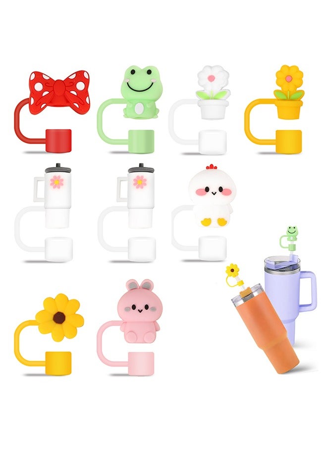spa luxetique 10Pcs Straw Covers Cap Toppers Compatible with Stanley 30&40 oz Tumbler Cups,Reusable Cute Silicone Straw Tips Lids Protectors for 0.4 in/10mm Stanley Cups Accessories  - Image 1