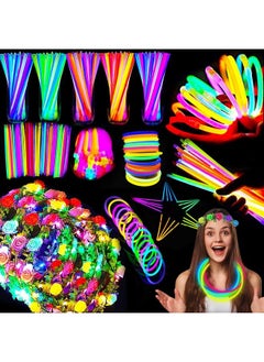 54 Pack July 4Th Glow Sticks Party Pack Supplies Glow In The Dark50 Glow Sticks Necklaces Bracelets Bulk 4 Led Light Up Flower Crowns Headpiece For Women Girls Wedding Birthday Carnival Party