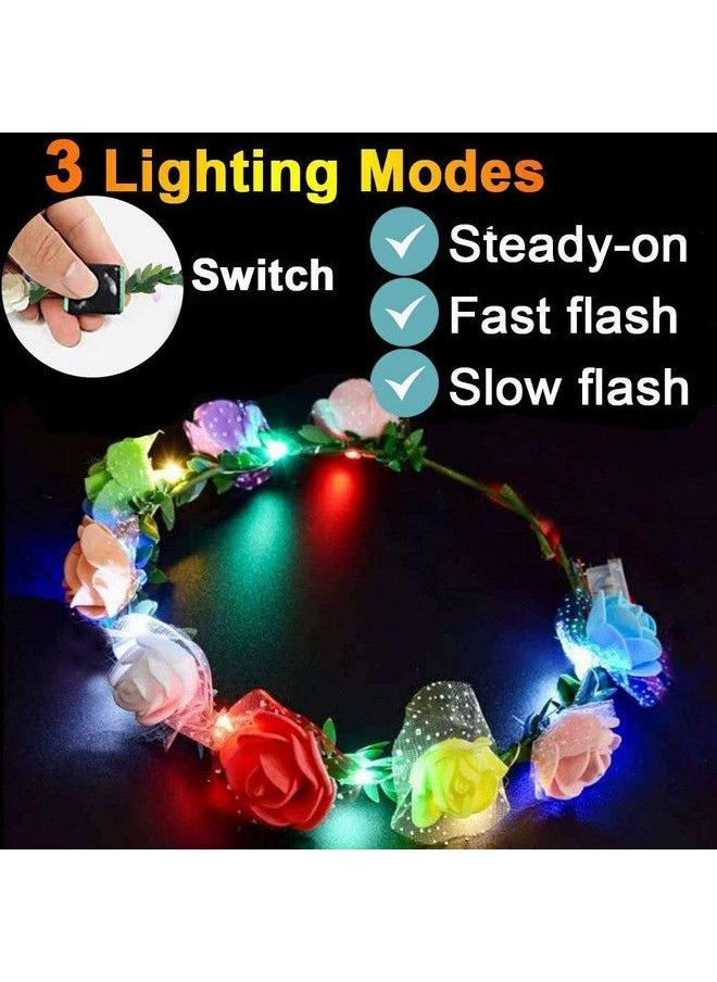 Camlinbo - 54 Pack July 4Th Glow Sticks Party Pack Supplies Glow In The Dark50 Glow Sticks Necklaces Bracelets Bulk 4 Led Light Up Flower Crowns Headpiece For Women Girls Wedding Birthday Carnival Party - Image 1