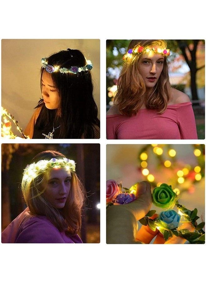 Camlinbo - 54 Pack July 4Th Glow Sticks Party Pack Supplies Glow In The Dark50 Glow Sticks Necklaces Bracelets Bulk 4 Led Light Up Flower Crowns Headpiece For Women Girls Wedding Birthday Carnival Party - Image 1