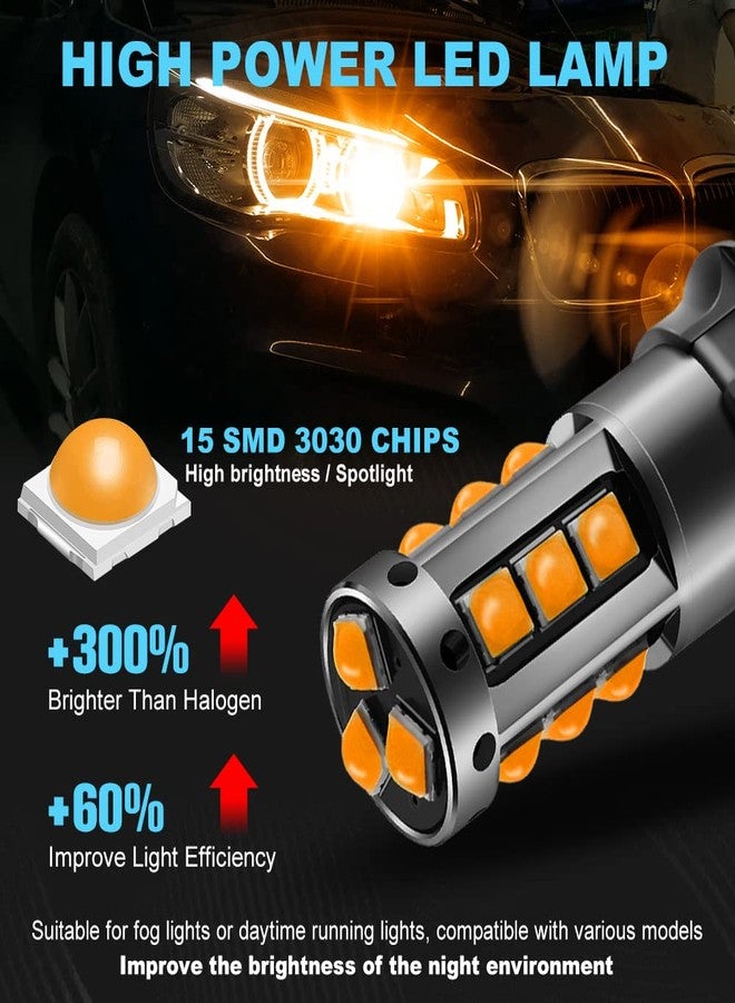 مصباح LED من نوع VOODA PW24W PWY24W، 12181NA 12174 12182، مصباح LED كهرماني بديل لمصابيح التشغيل النهاري ومصابيح التوقف ومصابيح الإشارة، متوافق مع المركبات الأوروبية، عبوة من قطعتين. - Image 2