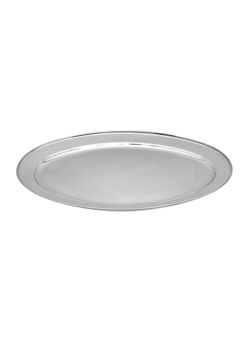 RAJ Raj Stainless Steel Oval Serving Tray OT0055, Rice Plate  Salad Plate  Side Plate Platter Serving Plate-55CM  - Image 1