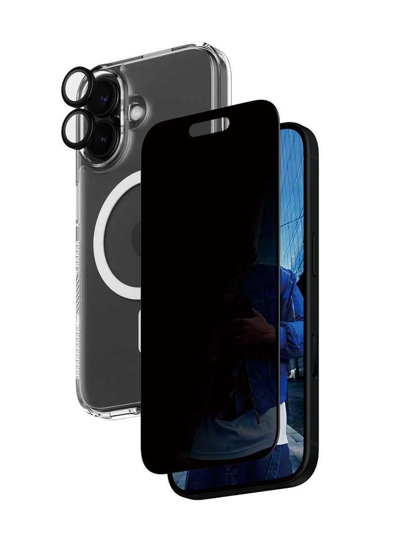 PanzerGlass حزمة حماية بانزر جلاس® 3 في 1 لجهاز آبل آيفون 16، واقي شاشة، غلاف صلب متوافق مع ماغسيف، واقي عدسة الكاميرا، زجاج مقسى - مع مساعدة التركيب لتسهيل التثبيت - Image 2