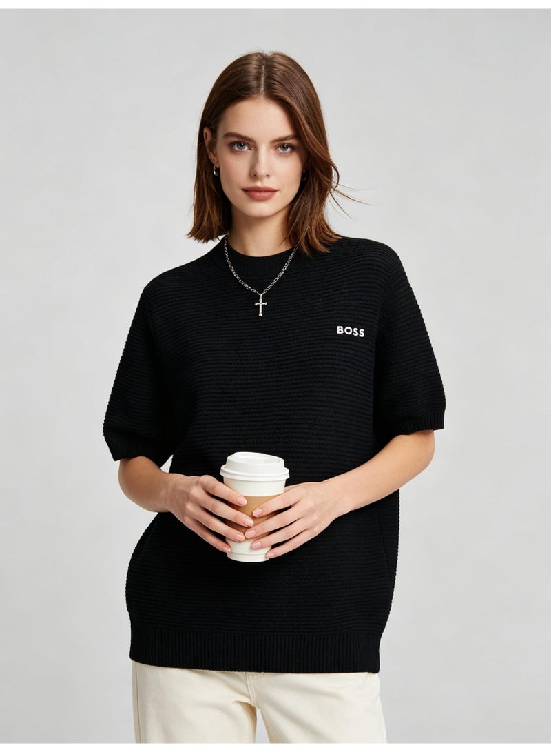 BOSS Casual Short Sleeve Knit Top For Men And Women, Daily Wear Crew Neck Tee, Black - Image 2