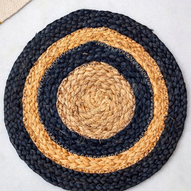 JASMEY HOMES Set of 2 Dining Table Mat 30cm Round Mat Blue Double Ring Used as Centre Table dcor placematHouse Warming Gifts for New Home - Image 2