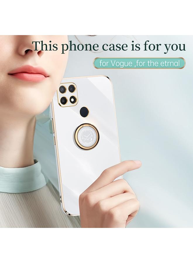 شين لي تونج جراب لهاتف OPPO A15، جراب هاتف TPU مطلي بالكهرباء 6D بحافة مستقيمة مع حامل حلقي - Image 3