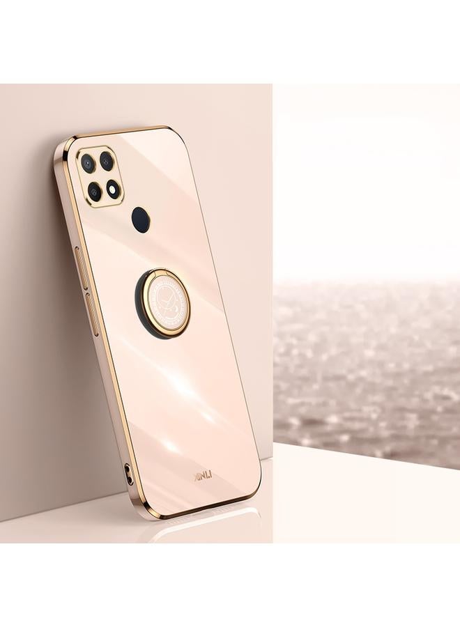 شين لي تونج جراب لهاتف OPPO A15، جراب هاتف TPU مطلي بالكهرباء 6D بحافة مستقيمة مع حامل حلقي - Image 1