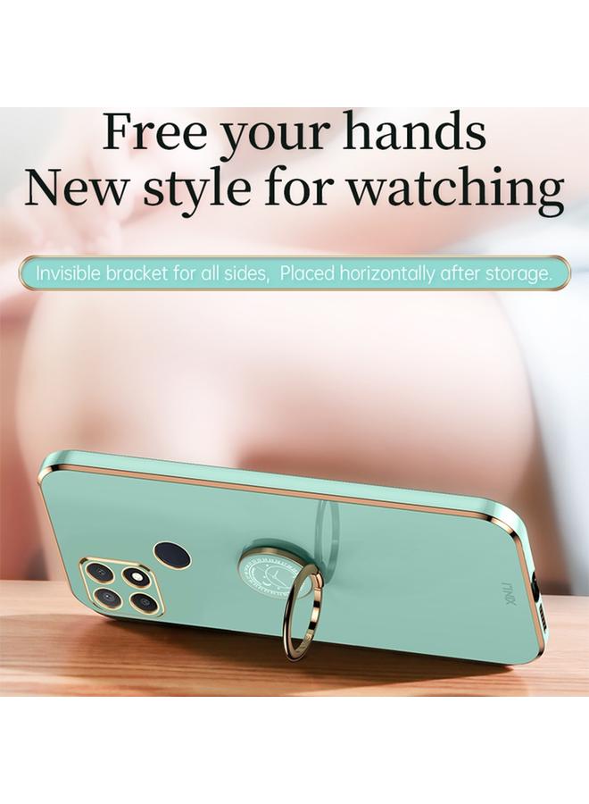 شين لي تونج جراب لهاتف OPPO A15، جراب هاتف TPU مطلي بالكهرباء 6D بحافة مستقيمة مع حامل حلقي - Image 5