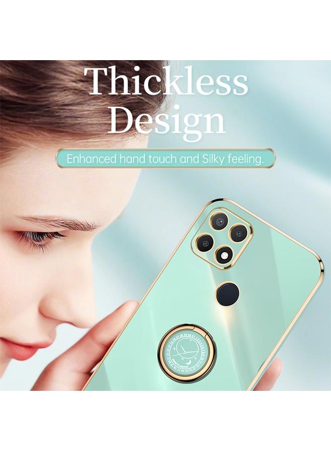 شين لي تونج جراب لهاتف OPPO A15، جراب هاتف TPU مطلي بالكهرباء 6D بحافة مستقيمة مع حامل حلقي - Image 4