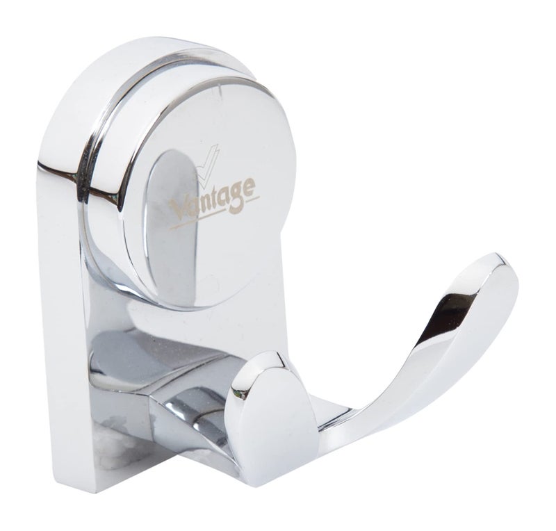 Vantage خطاف رداء من النحاس 100% Vantage VCN-3014 للباب، الجدار، خزانة الملابس بتشطيب كروم 2 نقاط ملحق منزلي مثالي مع تصميم أنيق وبناء قوي - Image 2