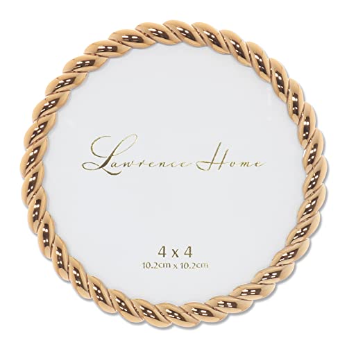 Lawrence Frames Rope Design Metal Frame, 4x4 Round, Gold - Image 1