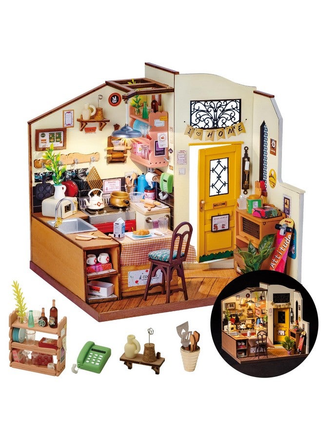 Rolife Rolife DIY Miniature Cozy Kitchen House Kit for Adults to Build, Tiny House Making Kit with Furnitures, Halloween/Christmas Decorations/Gifts for Family and Friends (Cozy Kitchen) - Image 1