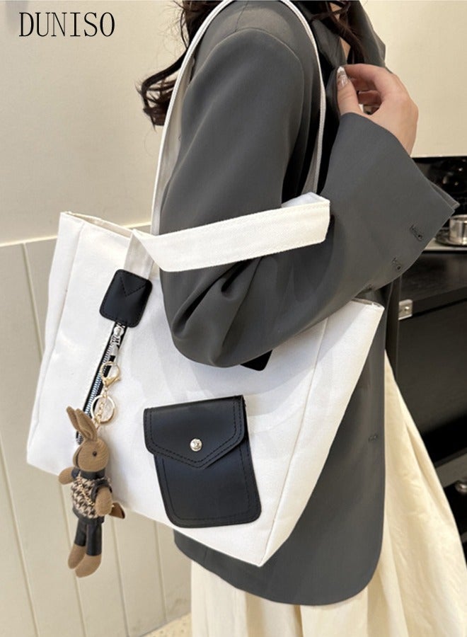 DUNISO Women's Shoulder Tote Bag Canvas Handbag for Women Large Capacity Messenger Fashionable Travel Shoulder Bag for Ladies Girls College Students - Image 5