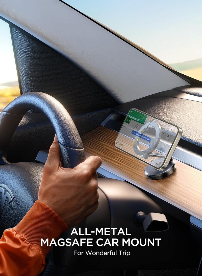 عام حامل هاتف Magsafe للسيارة، حامل هاتف مغناطيسي معدني بالكامل يدور 360 درجة للسيارة، مغناطيس قوي حامل هاتف iPhone للسيارة بدون استخدام اليدين للوحة قيادة السيارة مناسب لهاتف iPhone - Image 5