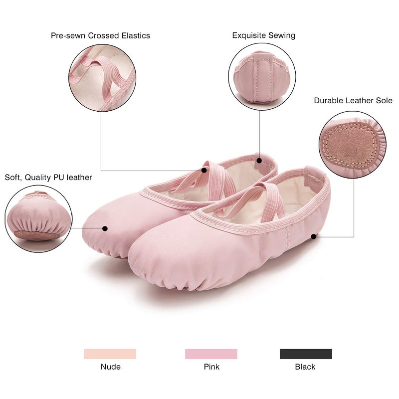 RoseMoli Ballet Shoes for Girls/Toddlers/Kids/Women, Leather Yoga Shoes/Ballet Slippers for Dancing 1.5 Little Kid Pink - Image 5