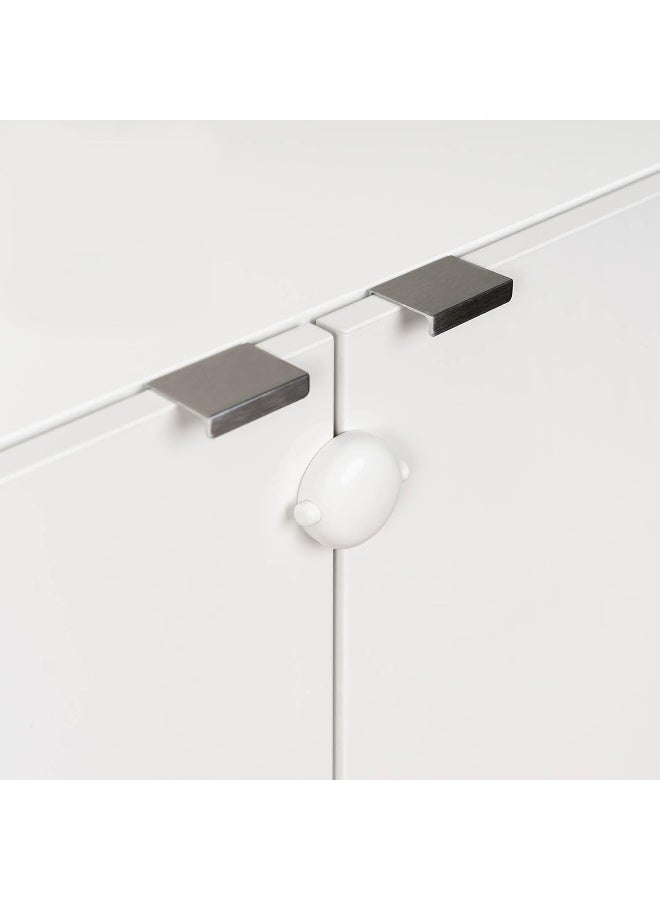 Qdos Safety Adhesive Double Door Cabinet Lock | White | Easy One Handed Operation - Patented ZeroPinch Design - Only Fits Standard Framed Cabinets and Furniture - Baby Proofing Doesn't Have to be Ugly - Image 1