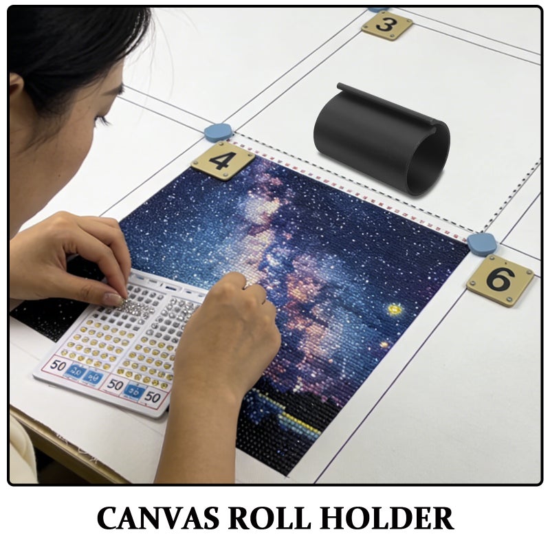 2pcs Painting Canvas Roll Holder - Rhinestone Canvas Roll Keeper – Scroll Fasteners Painting Organizer for Fabric Flat Storage Black - Image 2