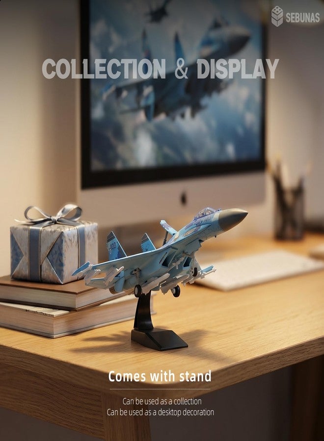 SEBUNAS 1:72 Scale SU-27 Flanker Fighter Jet Quick Assembly Model Kit, Plastic SU-27 Fun Toy Airplane Assembly Model with Stand Kids Gift Suitable (36PCS) - Image 5
