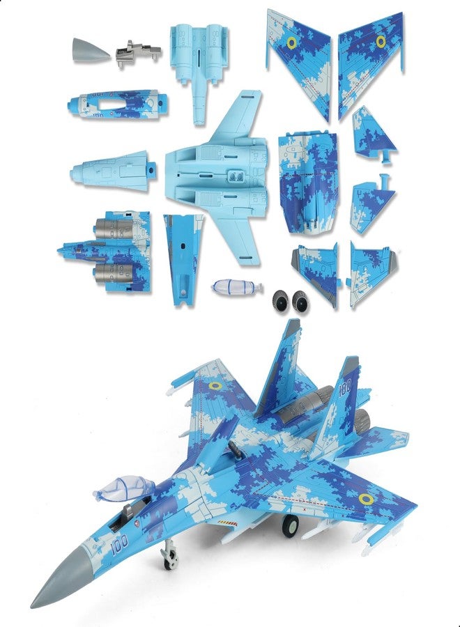 SEBUNAS 1:72 Scale SU-27 Flanker Fighter Jet Quick Assembly Model Kit, Plastic SU-27 Fun Toy Airplane Assembly Model with Stand Kids Gift Suitable (36PCS) - Image 1