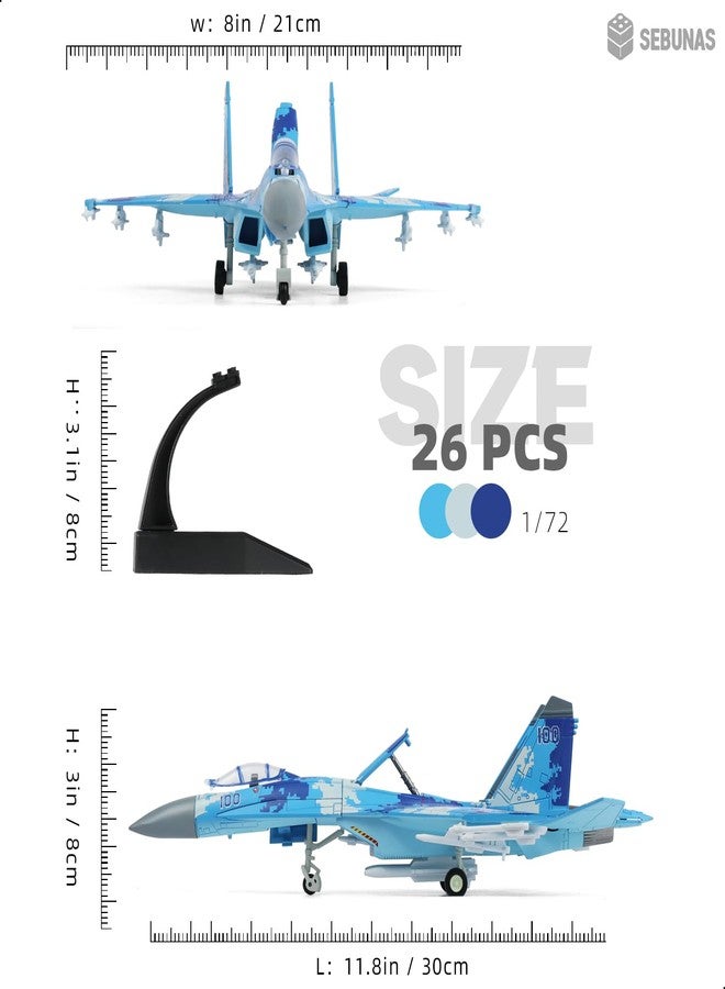 SEBUNAS 1:72 Scale SU-27 Flanker Fighter Jet Quick Assembly Model Kit, Plastic SU-27 Fun Toy Airplane Assembly Model with Stand Kids Gift Suitable (36PCS) - Image 2