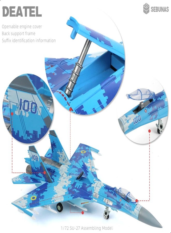 SEBUNAS 1:72 Scale SU-27 Flanker Fighter Jet Quick Assembly Model Kit, Plastic SU-27 Fun Toy Airplane Assembly Model with Stand Kids Gift Suitable (36PCS) - Image 3
