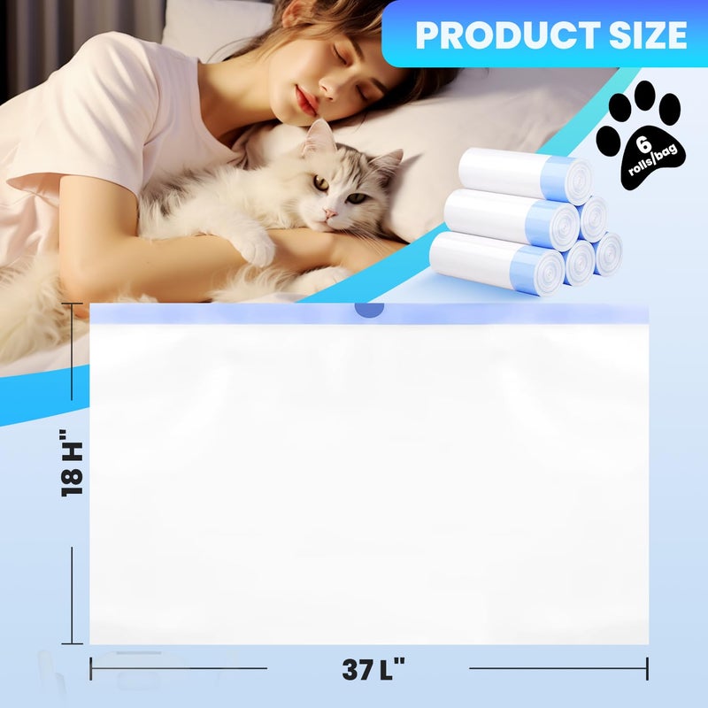Frnoip 60 Pack Jumbo Cat Litter Bags - 3MIL Extra Thick Leakproof Litter Box Liners, 37"x18" Heavy Duty Drawstring Cat Litter Liners for Automatic Litter Box, Odor Control Disposable Kitty Litter Bags 6 Roll - Image 3