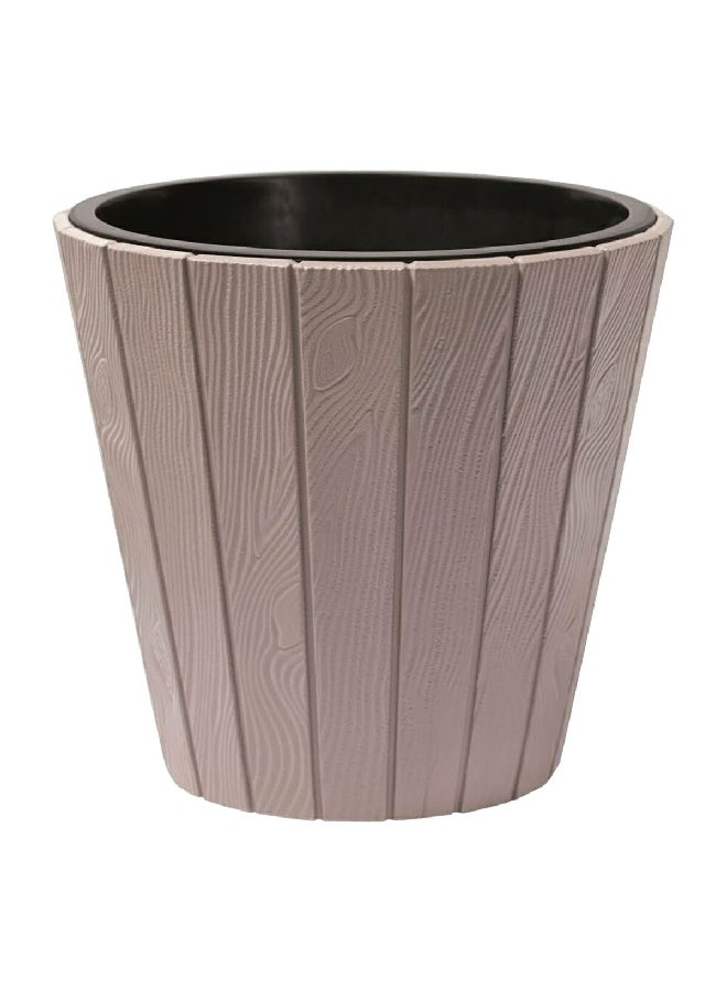 بروسبير بلاست أصيص زهور بلاستيك بتصميم خشبي مع موكا وأسود 21 لتر DBWO350-7529U - Image 1