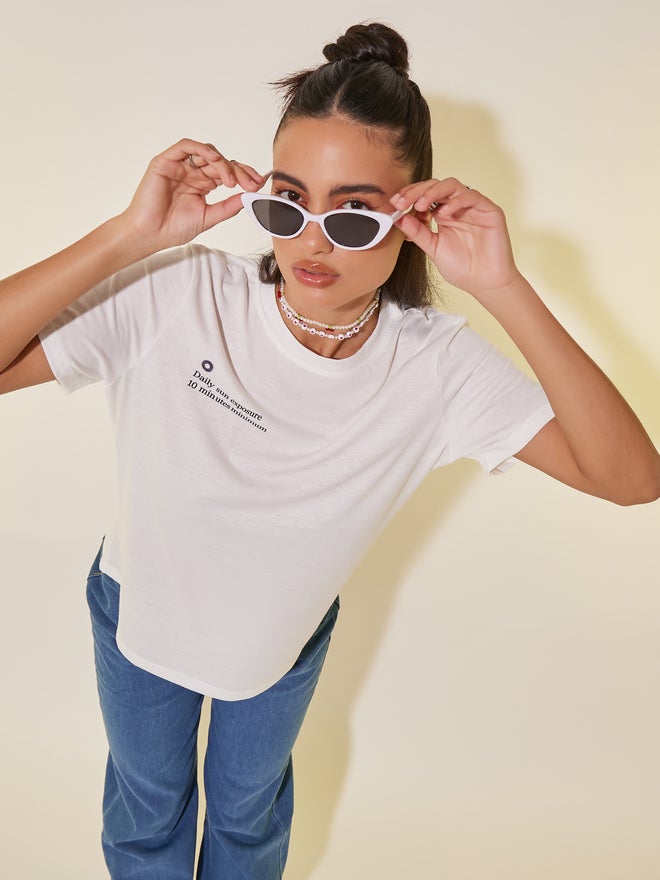 Take Two Slogan Print Round Neck T-Shirt - Image 1