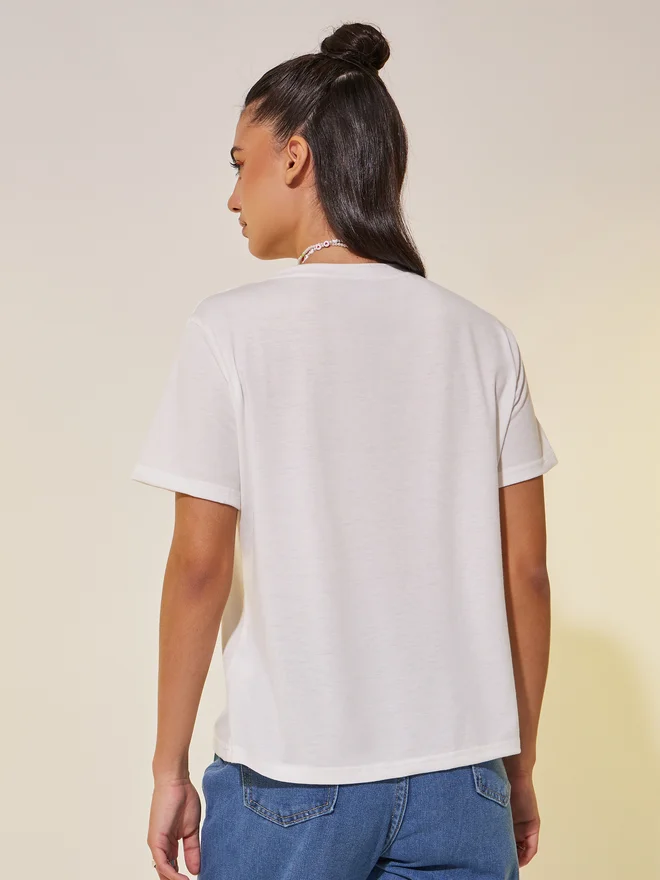 Take Two Take Two Slogan Print Round Neck T-Shirt