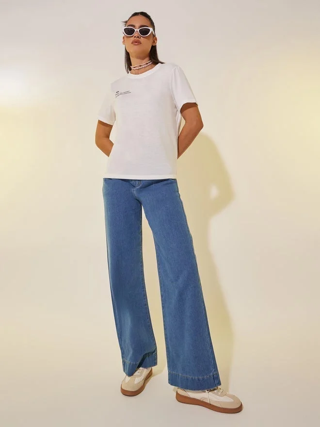 Take Two Take Two Slogan Print Round Neck T-Shirt